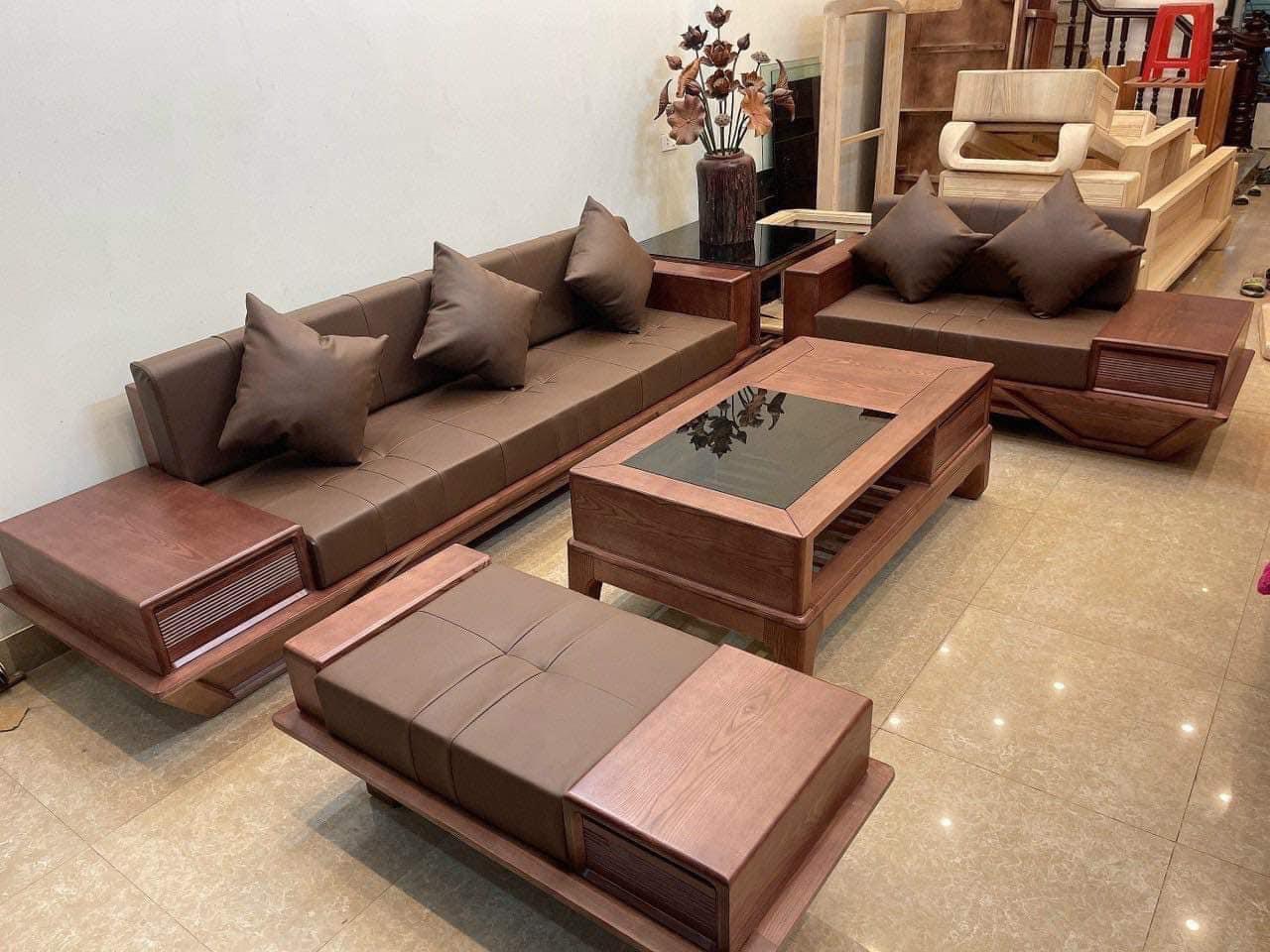 Bộ Sofa gỗ 2 văng chân thuyền 2025